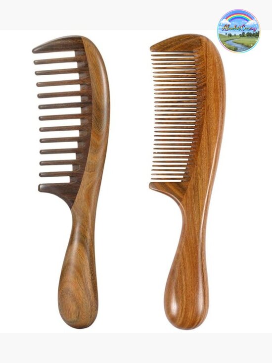 2pcs Wooden Hair Comb - Wide Tooth & Fine Tooth - Detangling Sandalwood Combs main image 6